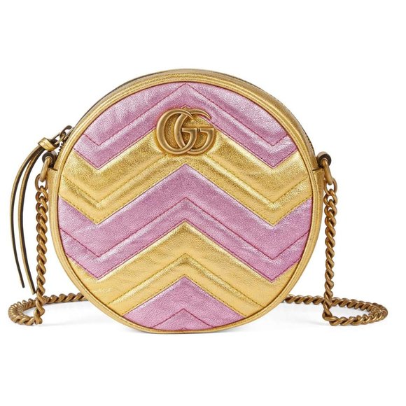 Gucci GG Mini Marmont Round Shoulder Bag in Yellow and Pink NEW WITH DUSTBAG - Picture 1 of 9
